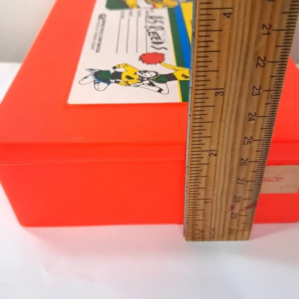 Vintage Empire Pencil Plastic School Box Case School Bus & Football cheerleaders
